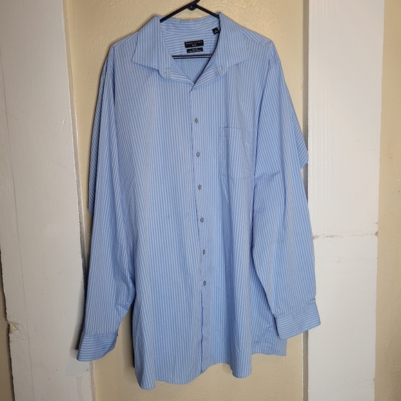 Shaquille O'Neil Shirt Mens Big Tall Button Down Blue Stripe Top Collared - Picture 5 of 9